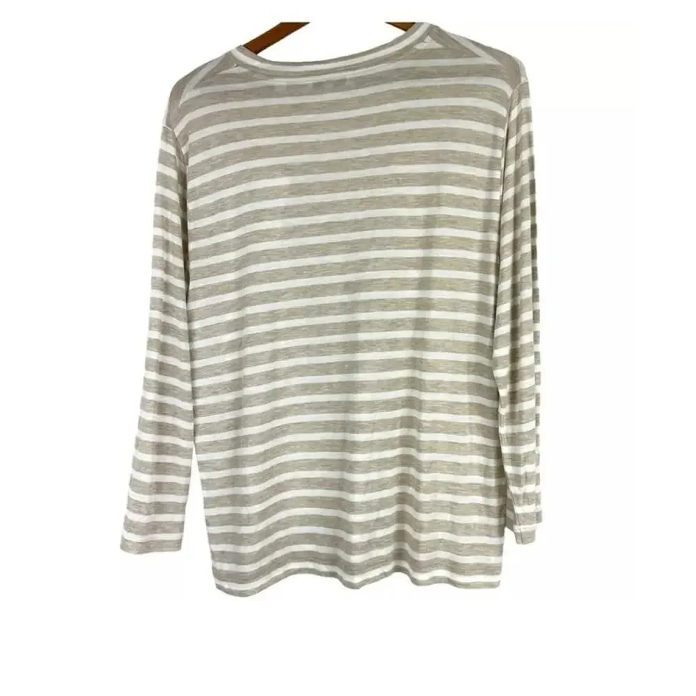 Vince Womens Crewneck bracelet sleeve classic stripe top, $65, Medium, B59 - Picture 2 of 5